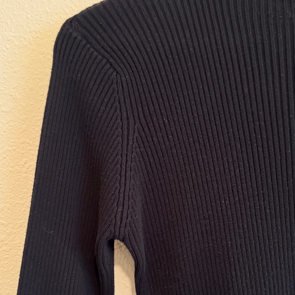 Black Ribbed Mock Neck Sweater Top - Picture 7 of 7
